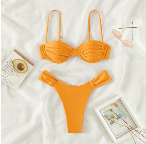 New Bikini Sexy Solid Color Swimsuit Women&#39;s Two-Piece Swimsuit