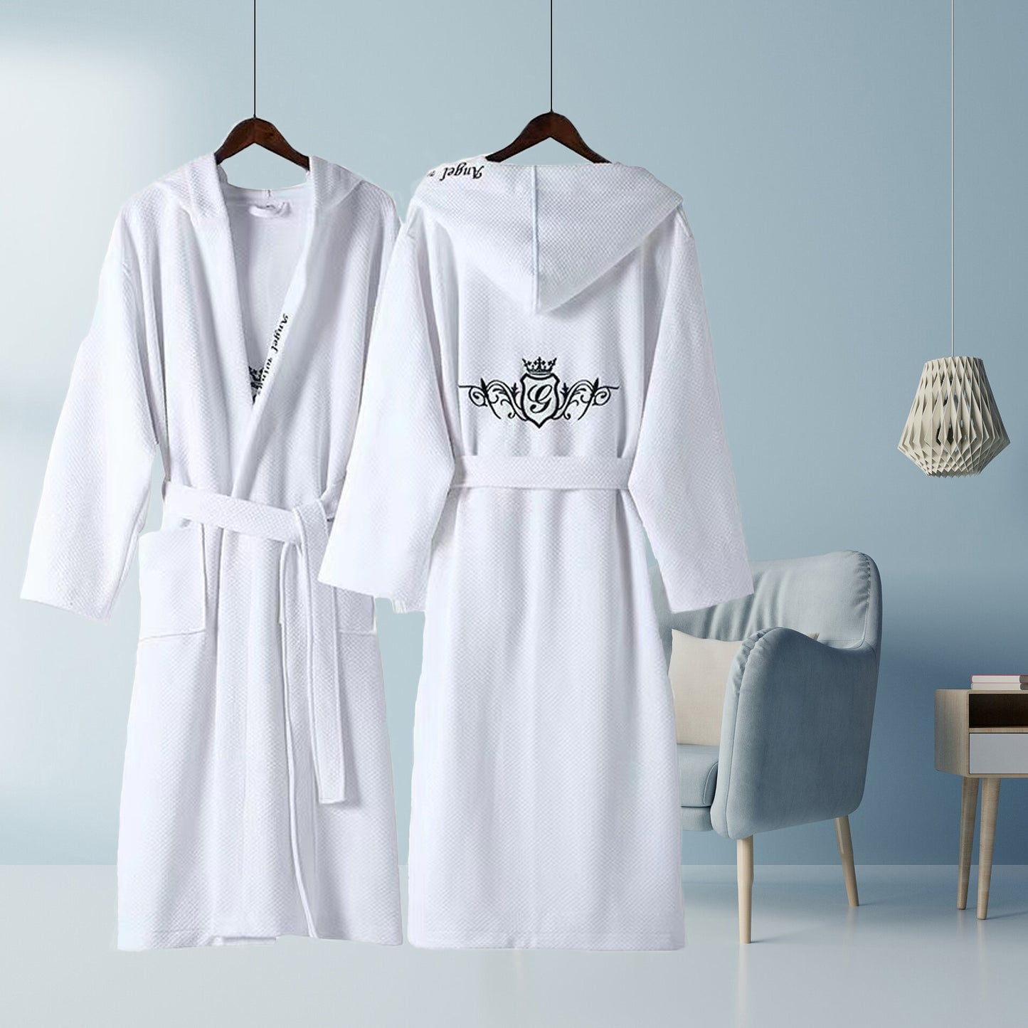 In stock wholesale Star hotel cotton bathrobe light gray nightgown couple cotton women's four seasons universal homewear pajamas