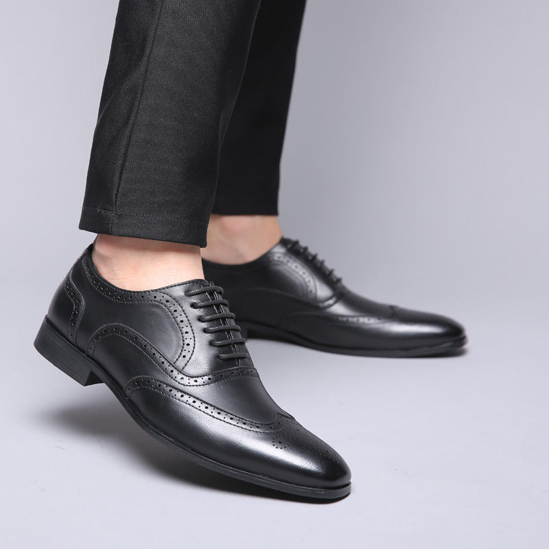 British block carved business leather shoes