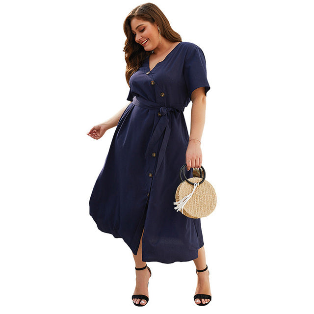 2023 Summer Dresses Female Fashion V-neck Elegant Long Dress Women's Oversize 4XL Loose Mother Evening Dresses Lady Clothes