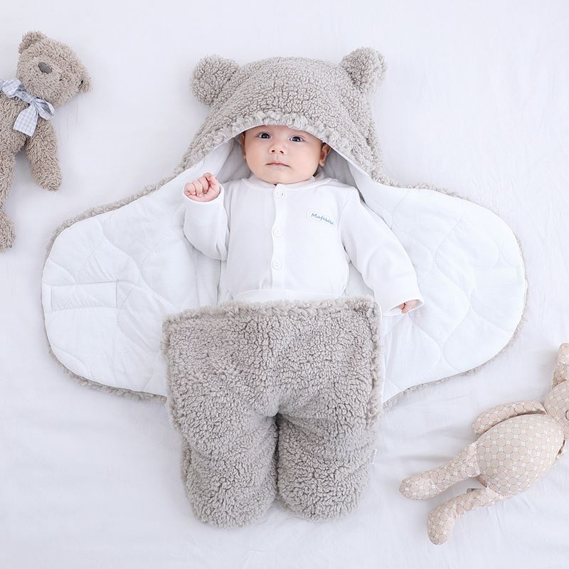 Fluffy soft newborn sleeping bag Baby wrap blanket Bedding envelope Fleece baby sleeping bag
