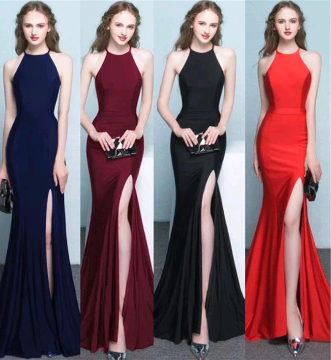 New evening dress long skirt banquet sexy hanging neck fishtail ladies dress skirt slim dress