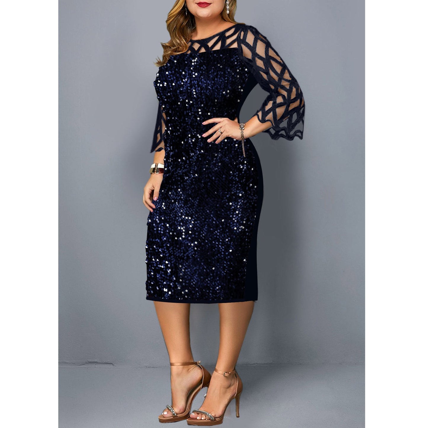 Plus Size Sequin Birthday Party Dress