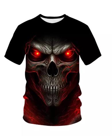 Fashion Trend Skull Pattern Men's T-Shirts 6XL Plus Size Short Sleeve Street Gothic Horror Skeleton Male Tops O-Neck Casual Tee