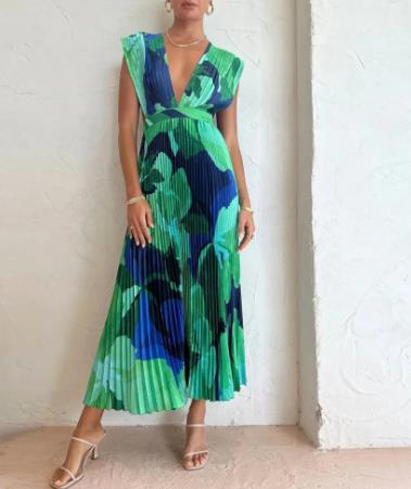 EVANGELINA™ - FALTENKLEID IN BLAUTÖNEN
