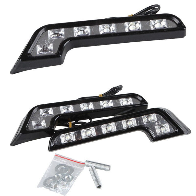 12V L Shape Driving Light Daytime Running Fog Light Durable Waterproof Car LED Light 6LED DRL Light Bar for UTV Car Truck