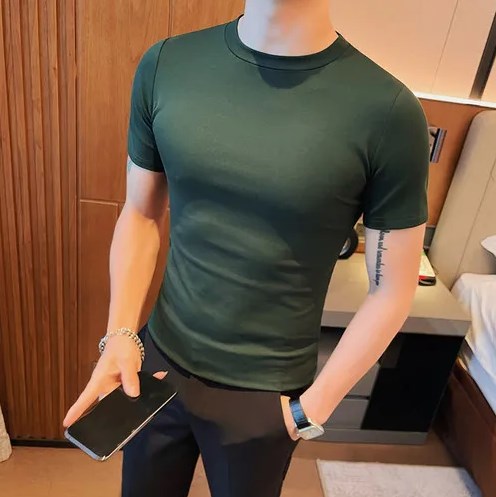 Plain Men Basic Round Neck Shirt