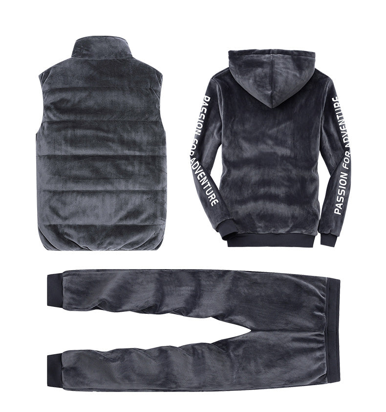 Gold velvet three-piece suit