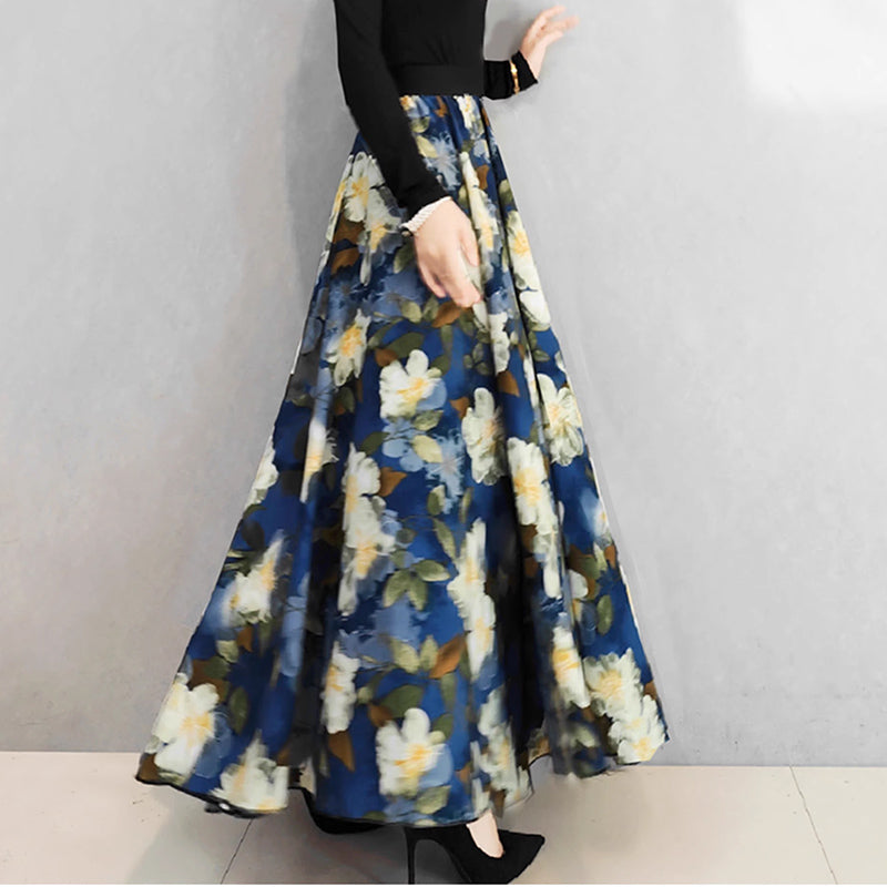 Large Big Hem Satin Skirt Harajuku Faldas Largas Elegantes Maxi Chiffon Skirt for Womens long skirts for women fashion 2023