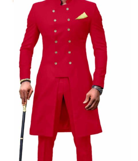 Two-piece Men's Casual Double-breasted Long Suit