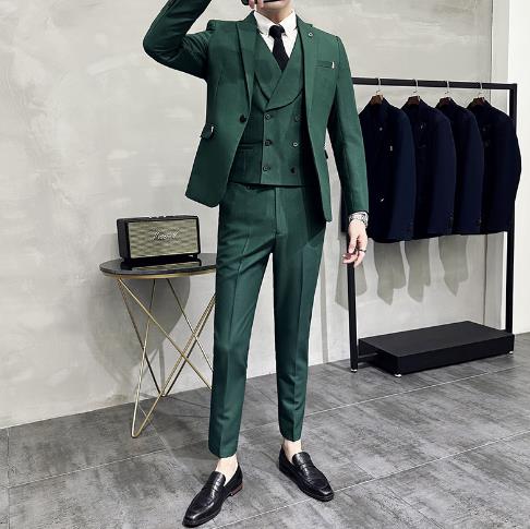 Moises - elegant suit with 2 pieces [vest, blazer + broek] - Zwart / L/New British suits for men, slim-fitting small suits, business suits, groom wedding suits, casual suits (one set)