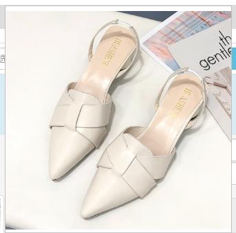 New women's shoes Baotou mid-heel shoes cross with decorative pointed head thick heels fashion sandals women's single shoes