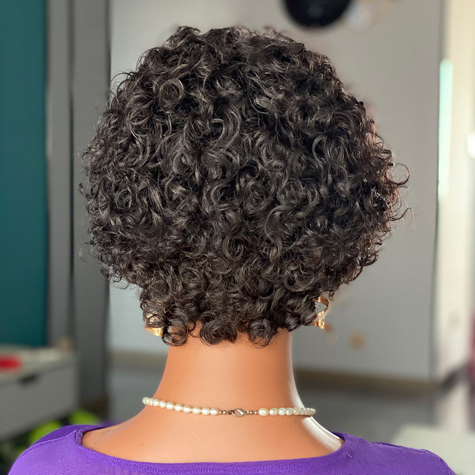 Curly pixie cut lace wig human hair Xuchang lace wig Short Headgear