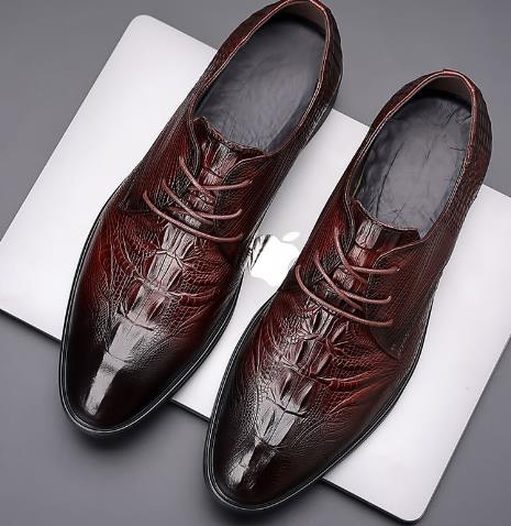 Men's  pattern pointed business dress shoes increased by 6cm