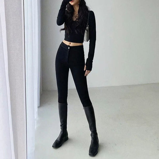High Waist Thin Legs Long Legs  All Match Mopping Pants