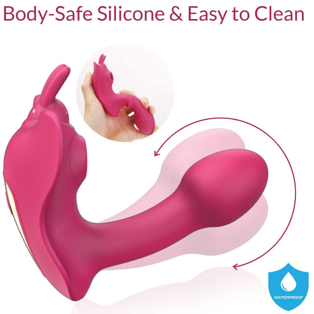 Simulation phallus female butterfly remote control wearing out vibration telescopic stick sucking waterproof wireless jumping egg love