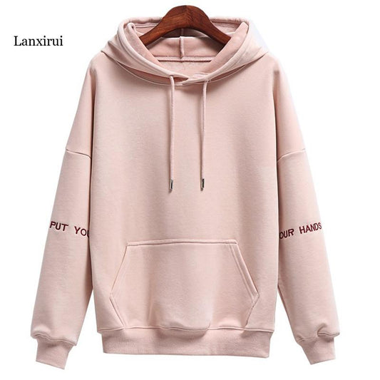 Kadın moda kadife Hoodies kadın düz renk nakış kapşonlu Tops eşofman kazak uzun kollu gündelik spor giyim ceket