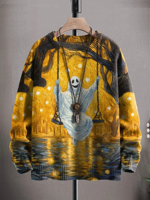 3D printed Halloween series scary ghost pattern ugly sweater street casual winter sweater warm new product W-1