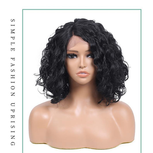 Xuchang wig human hair wig long curly hair wave wig chemical fiber wig shoulder wig women's new