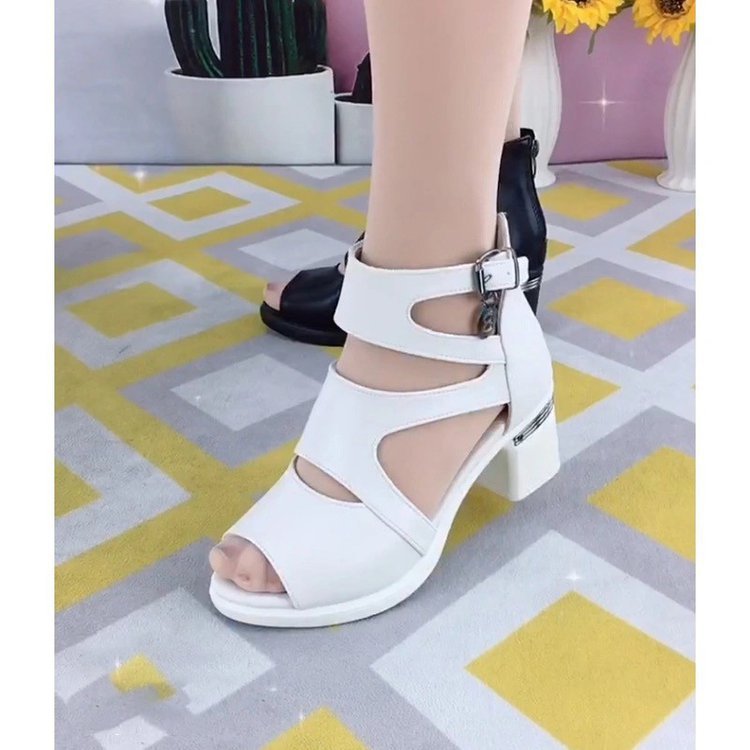 Large Size Thick Heel Peep Toe Sandals Women's 2023 Summer New Arrival Mother's Sandals Thick Sole Casual Fashionable High-top Open Toe Women's Shoes