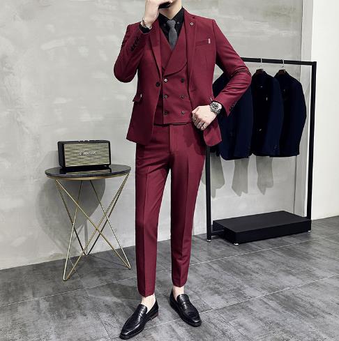 Moises - elegant suit with 2 pieces [vest, blazer + broek] - Zwart / L/New British suits for men, slim-fitting small suits, business suits, groom wedding suits, casual suits (one set)