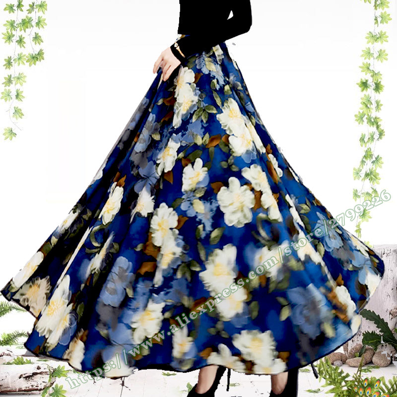 Large Big Hem Satin Skirt Harajuku Faldas Largas Elegantes Maxi Chiffon Skirt for Womens long skirts for women fashion 2023