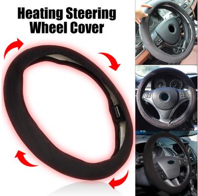 12V 38cm Car Lighter Plug Heated Heating Electric Steering Wheel Covers Warmer Winter Steering Covers Universal