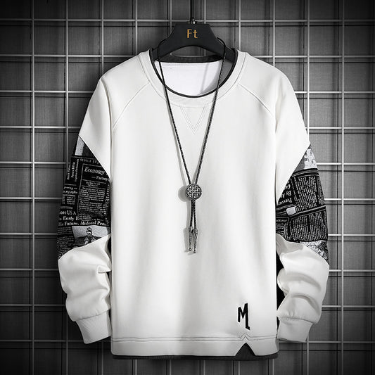 Men's Sweater Spring and Fall New Casual Youth Handsome Long-sleeved T-shirt Round Neck Trend Tops