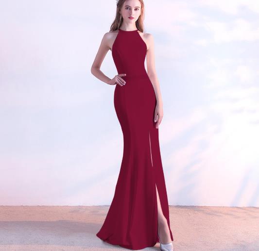 New evening dress long skirt banquet sexy hanging neck fishtail ladies dress skirt slim dress