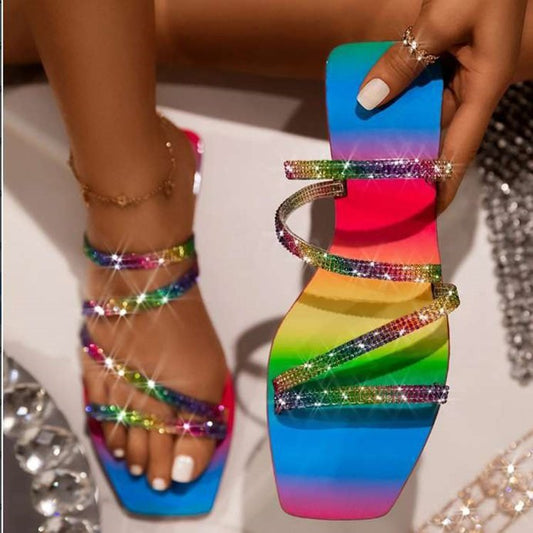Hot Rhinestone Flip-Flop Women's Flat Sandals