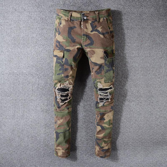 Beggar pants with printed patch