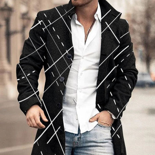 Autumn And Winter New Men's Woolen Stand Collar Medium Long Pocket Casual Coat