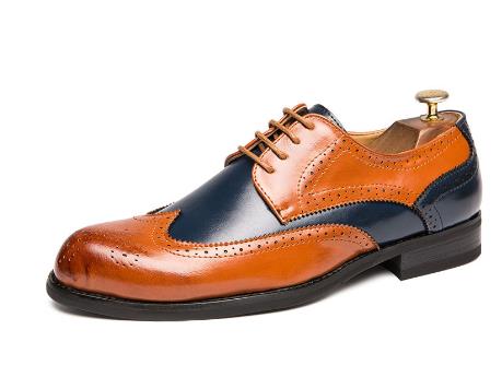Men's Black And White Leather Pointed Toe Shoes