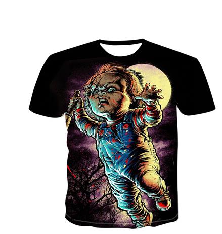 2023 Summer Bride of Chucky 3D Printed Tshirt Round Neck T Shirt Harajuku Streetwear Boys Girls Cool Tops Funny Design T-shirt