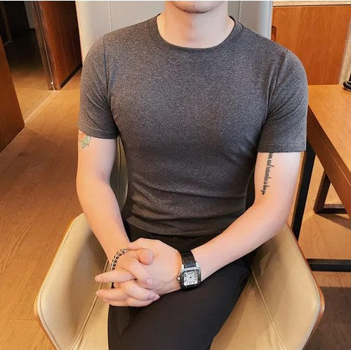 Plain Men Basic Round Neck Shirt