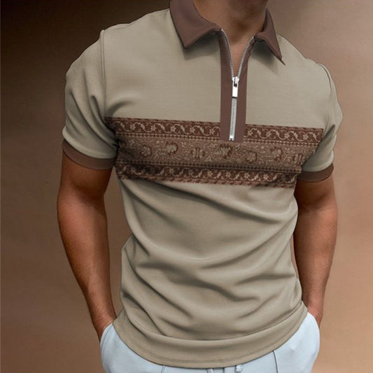 Cross-border ebay foreign trade popular summer lapel Polo shirt 3D digital printing casual men& T-shirt zipper men& clothing