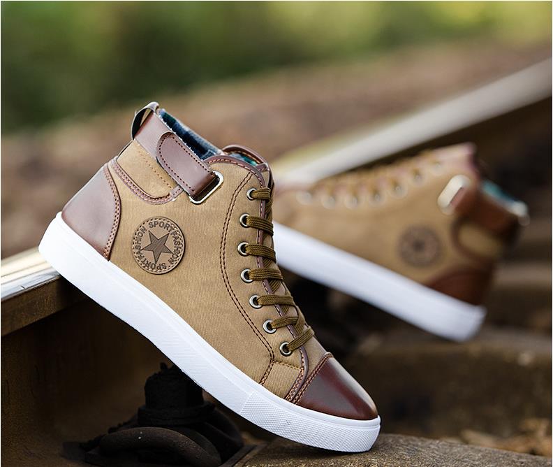 Spring new retro fashion shoes British short boots men's high top shoes Korean style trendy men's high top sneakers