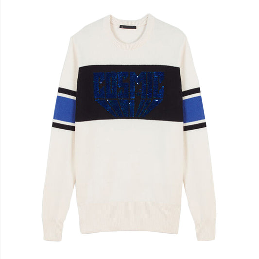 Patads French minority knitted sweater contrast color round neck long sleeve Sequin autumn and winter versatile lady pu00208