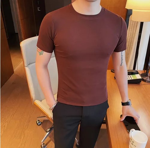 Plain Men Basic Round Neck Shirt