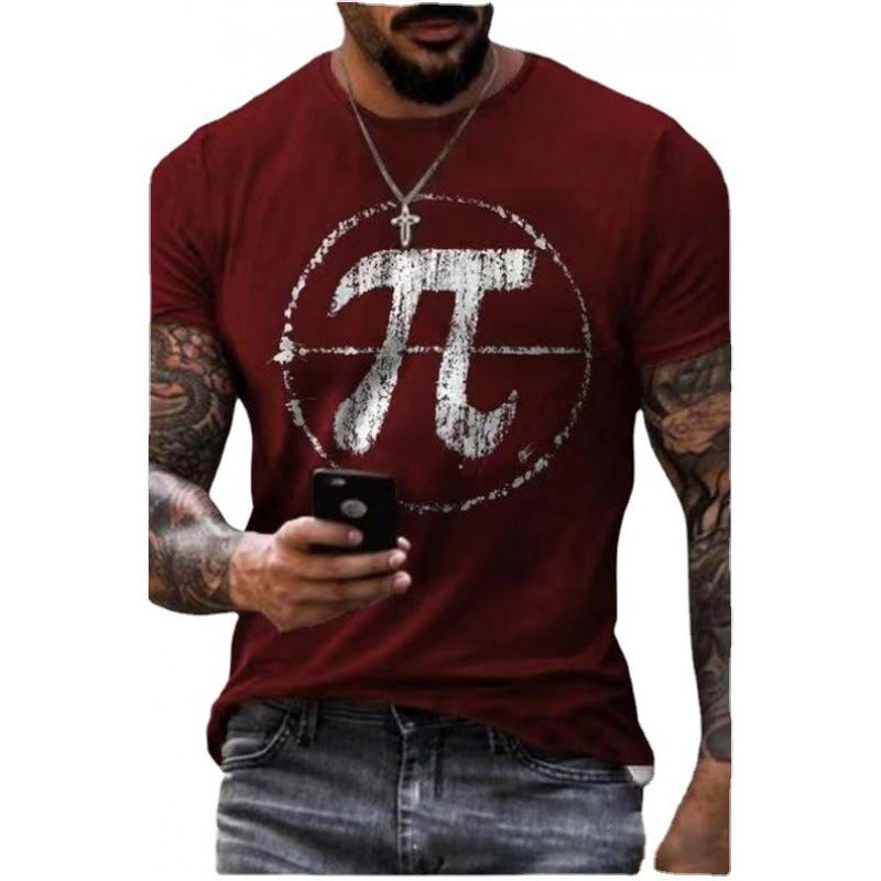 2022 Foreign Trade New Summer Personalized Large Size 3dt-shirt Men's Casual Simple Icon Printed Short-sleeved Round Neck T-shirt