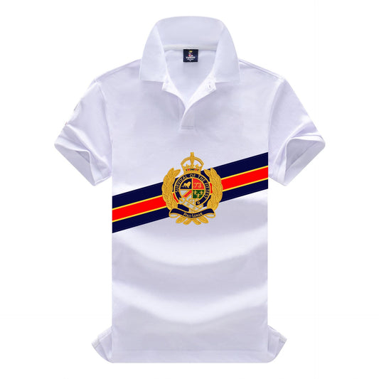 TS Brand High Quality Embroidered Cotton White Short Sleeve Polo Cotton Men's Summer Lapel Sweatshirt Business Casual Plus Size