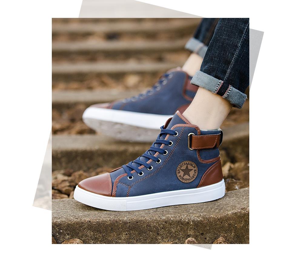 Spring new retro fashion shoes British short boots men's high top shoes Korean style trendy men's high top sneakers