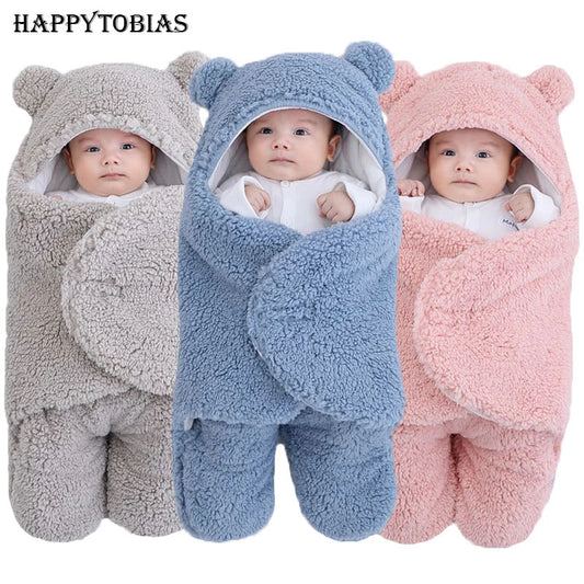 Fluffy soft newborn sleeping bag Baby wrap blanket Bedding envelope Fleece baby sleeping bag