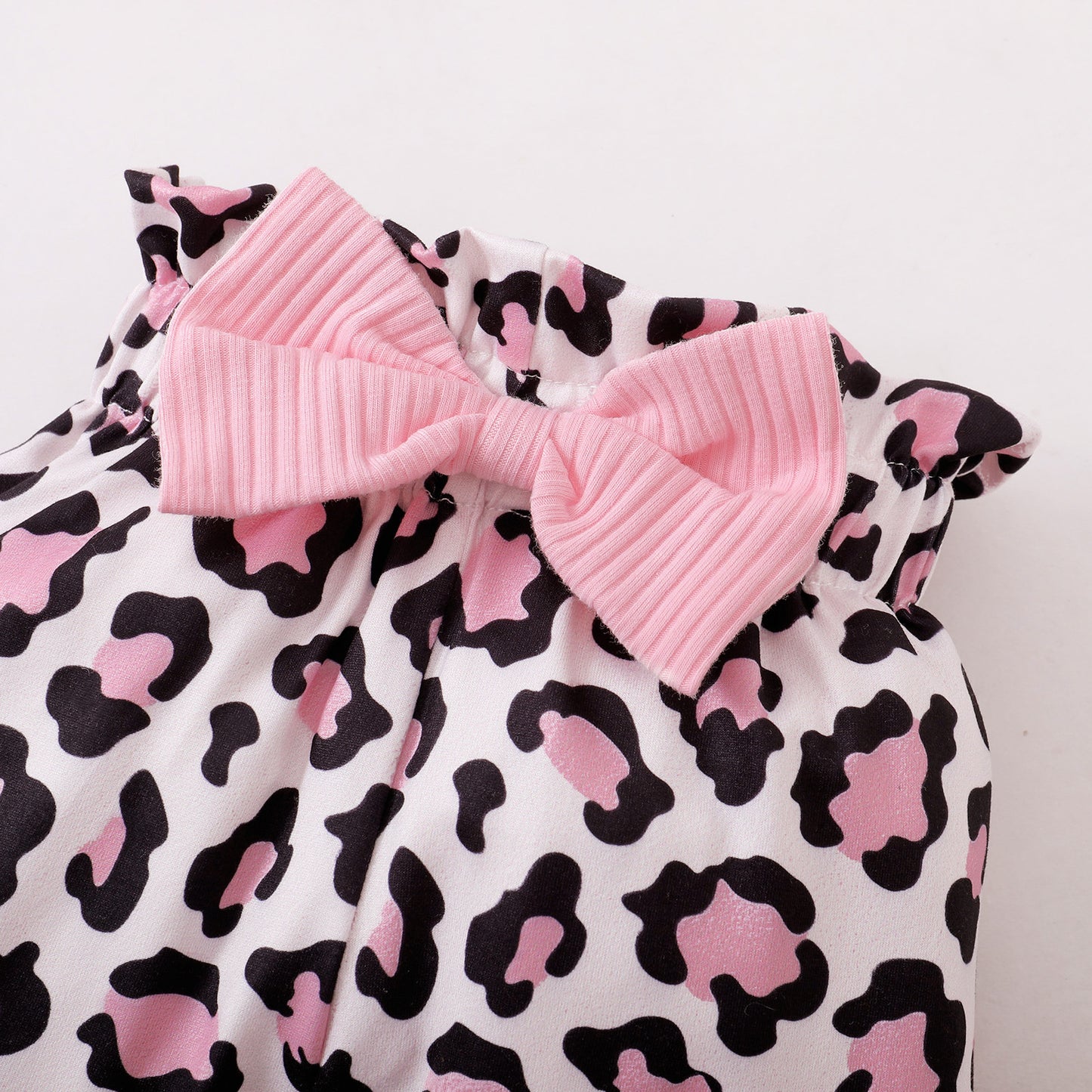 Newborn Clothes Baby Girl Clothes Sets Infant Outfit Ruffles Romper Top Bow Leopard Pants New Born Toddler Clothing