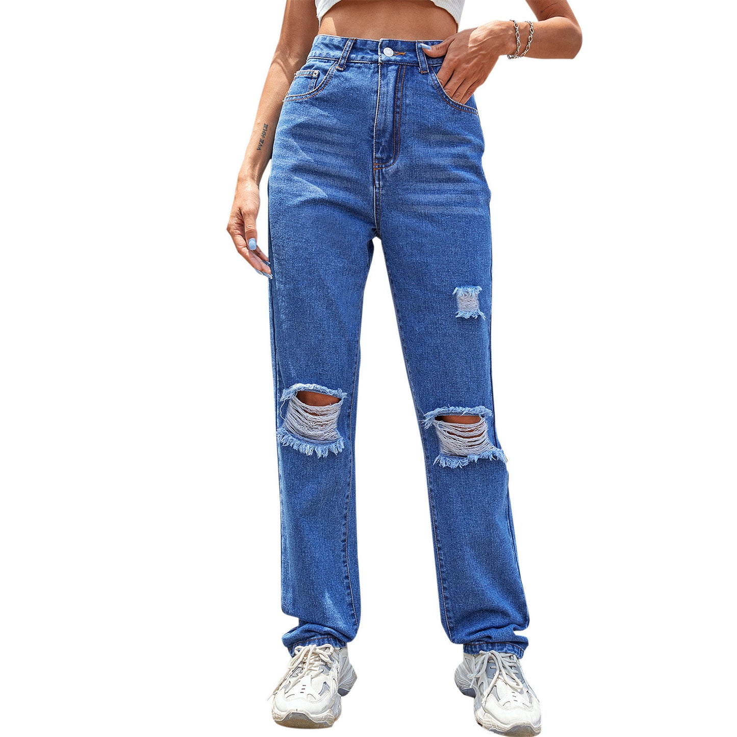 Fashion Trend Denim Trousers Women's New Style