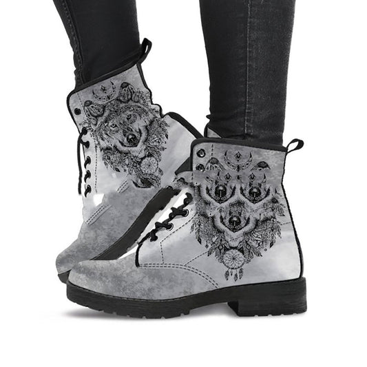 Digital Printed Autumn And Winter Women's High-top Skull Pattern Martin Boots