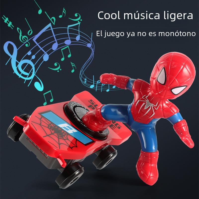 Cross-border Spider skateboard man stunt car with lights and music universal electric toy car fell up toys