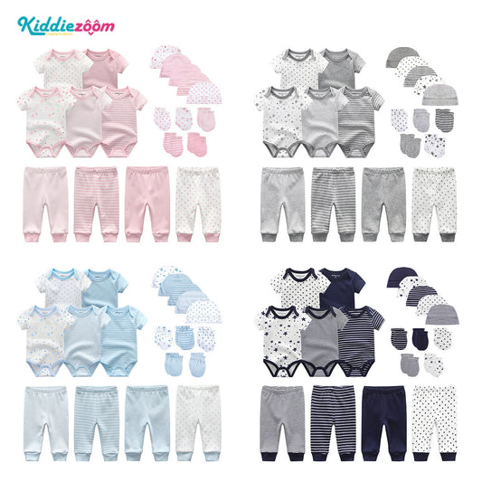 Kiddiezoom Pure Cotton Star 19 Piece Set Baby Wrap Pants Hat Gloves Combination Set