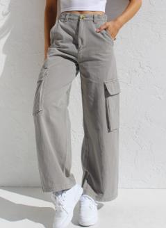 Women's High Rise Khaki Cargo Pants - Loose Baggy Fit with Expanded Pockets for Maximum Comfort!