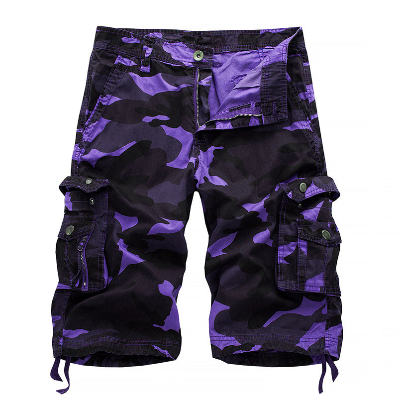 New Men's Plus Size Overalls Shorts Multi-pocket Camouflage 5-point Pants